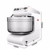 Bakkerij spiraalkneder - 157L / 100kg deeg - 2 snelheden - vaste kom - met timer - 400V - 2 motoren - voor brood- en pizzadeeg