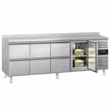 Commercial Counter Fridge ECO - 2230x700mm - with 1 door - 6 drawers - with upstand - capacity 553 litres