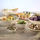 (6 stuks) kom - STONE ART - Melamine - 0,15l - vierkant - 155x155mm - Diepte: 25mm - Wit/Bruin