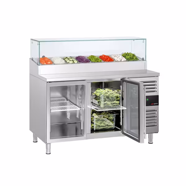 Saladette PREMIUM - 1510x800mm - 2 glasdeuren - voor 8x GN 1/3