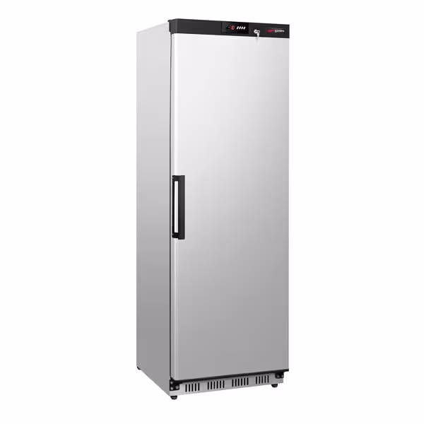 Magazynowa szafa mroźnicza ze stali nierdzewnej PREMIUM – 400 litrów – z 1 drzwiami – wewnętrzna strona drzwi z tworzywa sztucznego