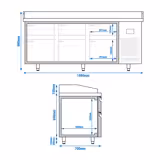 Mesa refrigerada de pizza Premium PLUS - 1980x700mm - com 6 gavetas