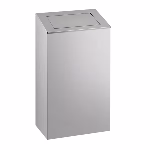 Afvalbak - pushdeksel - 38 liter - 300x215x600mm - RVS