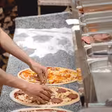 Pizzawerkbank PREMIUM - 1400x700mm - met granieten werkblad - met 6 laden 1/2 - incl. opzetkoelvitrine - 6x GN 1/4