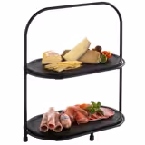 (6 adet) Servis Tepsisi - SLATE - Melamin - 280x155mm - Yükseklik: 10mm - Siyah