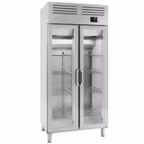 Koelkast RVS PREMIUM PLUS - GN 1/1 - 974mm - 745liter - tot +6°C - met 2 glasdeuren - geforceerde koeling, LED‑verlichting, automatische ontdooiing & slot
