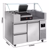 Mesa de preparación - 1,21 x 0,7 m - con 1 puerta y 2 cajones 1/2 - incl. parrilla de contacto digital