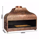 Houtskool koperen grill - 1500mm - gesloten uitvoering - 1 grillrooster