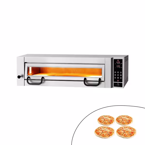 Elektrische pizzaoven (chamotte bakvloer) - 1112x1030x400mm - 1 kamer - 1x4 pizza’s Ø34cm - tot 450°C - Touch