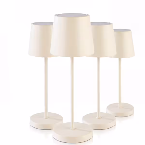 (4 pcs) LED Table Lamp - MERLE MINI - Rechargeable - Cordless - 3-step dimmable - Ø90mm - Whisper White - with Charging Dock