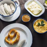 (6 adet) Ramekin (Sos Kasesi) - ENAMEL LOOK - Melamin - 90ml - yuvarlak - Ø95mm - Beyaz/Mavi