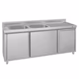 Lavabo ünitesi - 2000x700mm - çöp kutusu ve solda 2 lavabo ile