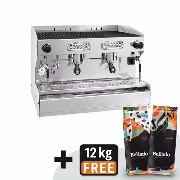 Machine à café porte-filtre « Allegro » – 2 groupes – avec système de préinfusion inclus