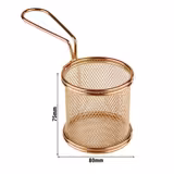 (6 pcs) Serving Basket - SNACKHOLDER - Stainless Steel - Rectangular - 80x80mm - with 1 Handle - Copper