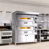 Forno a gas per pizza - 1450x1450mm - 6+6 pizze Ø33cm - 370°C - Meccanico - incl. Cappa & Armadio di lievitazione