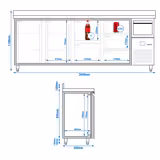 Meşrubat Buzdolabı PREMIUM - 2690x600x1150mm - 775L - Bar arkası, 2 cam kapı - Paslanmaz çelik