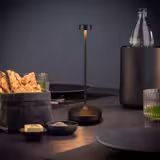 (4 pcs) LED Table Lamp - NISSRIN MICRO - Rechargeable - Cordless - 3-step dimmable - Ø80mm - Black - with Charging Dock