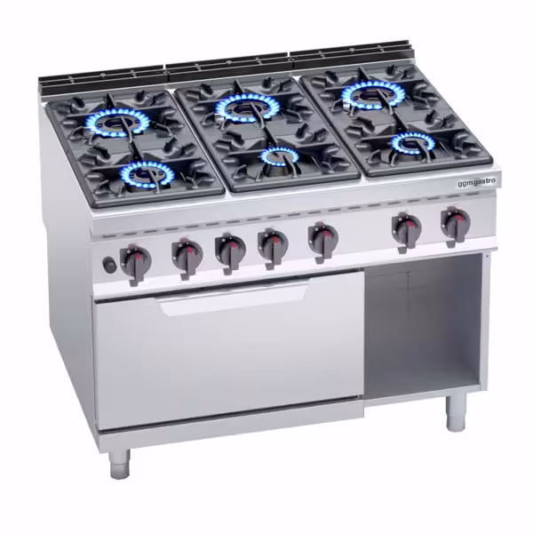 Gasfornuis - Lorenzo 900 - 1200x900x965mm - 61,3 kW - 6 pits - incl. gas statische oven - 7,8 kW