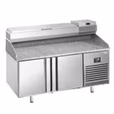 Commercial Pizza Prep Counter - Granite Top PREMIUM PLUS - 1490x700mm - with 2 doors - incl. refrigerated topping unit - 6x GN 1/4