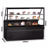 Witryna chłodnicza TORONTO - 2000x880mm - 1500L - Czarny mat - 2 półki - z oświetleniem LED - podwójna szyba - blat granitowy Czarny