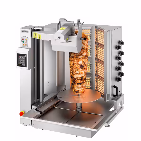 Robô para kebab a gás - 8 queimadores - em forma de V - máx. 95 kg