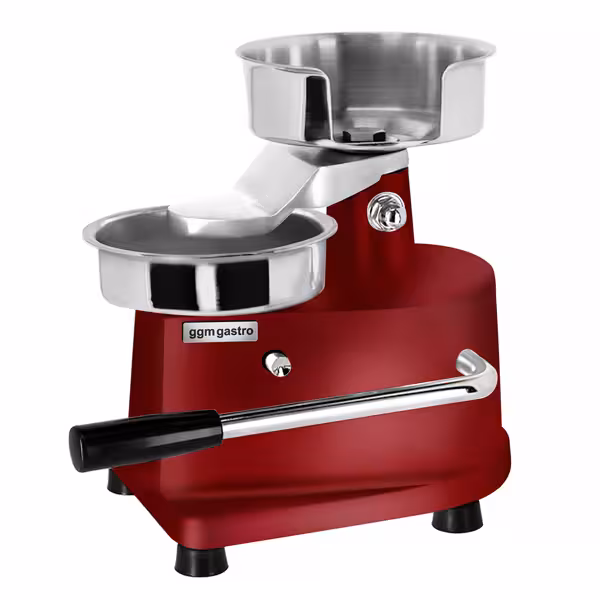 Commercial Manual Burger Press - 150 mm Ø only – Red stainless steel – 5–18 mm; built‑in paper storage (paper PHMH150 not included)