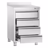 Cassettiera PREMIUM - in acciaio inox AISI 304 - con 4 cassetti e alzatina - 500x700mm