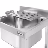Freestanding Stainless Steel Bucket Sink – 500x500x550mm-1 Bowl-Splashback-Perforated Grid