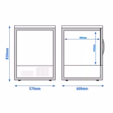 Mini displayvrieskast PREMIUM - RVS - 570mm - 95 liter - met 1 glazen deur - RVS deur