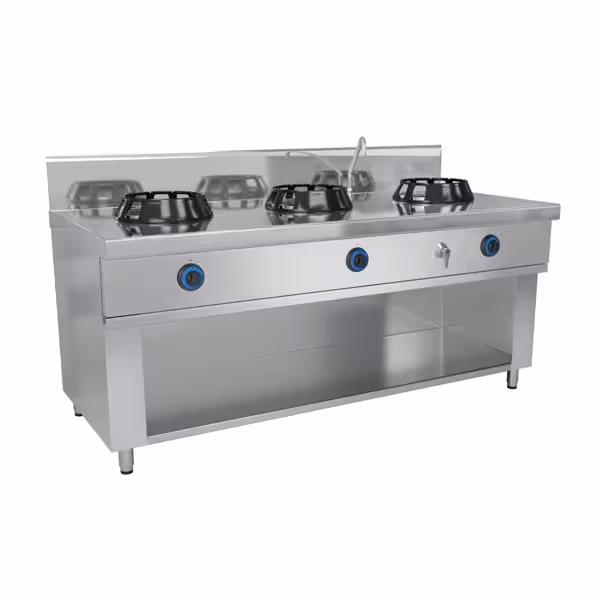 Gas Wok-Herd - 42 kW - 3 Brenner - inkl. 1 Wasserhahn
