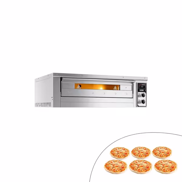 Elektrische pizzaoven (chamotte bakvloer) - 1420x1030x430mm - 1 kamer - 1x6 pizza’s Ø33cm - tot 400°C - Handmatig
