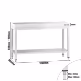 Commercial Stainless Steel Centre Table PREMIUM - 1200x600mm - with Undershelf