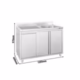 Mueble fregadero de acero Inox. con cubo de basura - 1,2 m - 1 fregadero a la derecha