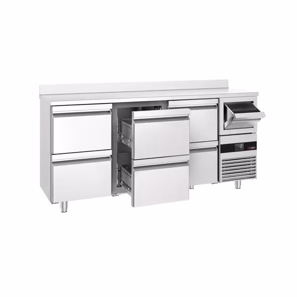 ثلاجة مشروبات PREMIUM - 2135x600mm - 570 لتر - مع 6 أدراج GN 1/2، حاجز خلفي & صندوق تفريغ القهوة