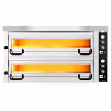 Electric Deck Pizza Oven - Twin Deck - Refractory Stone Deck - 9+9 x Ø 34cm (13.4") - 230V 3 Phase - Mechanical Controls - up to 450°C - incl. Hood & Base frame