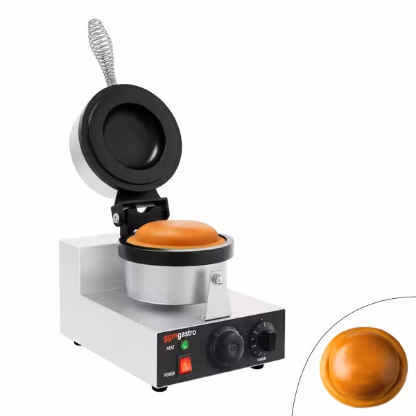 Wafelijzer - Enkel - Digitaal (met timer) - 1,3kW - Vorm: Hartvorm - Ø115mm - bakplaten met antiaanbaklaag (Teflon)