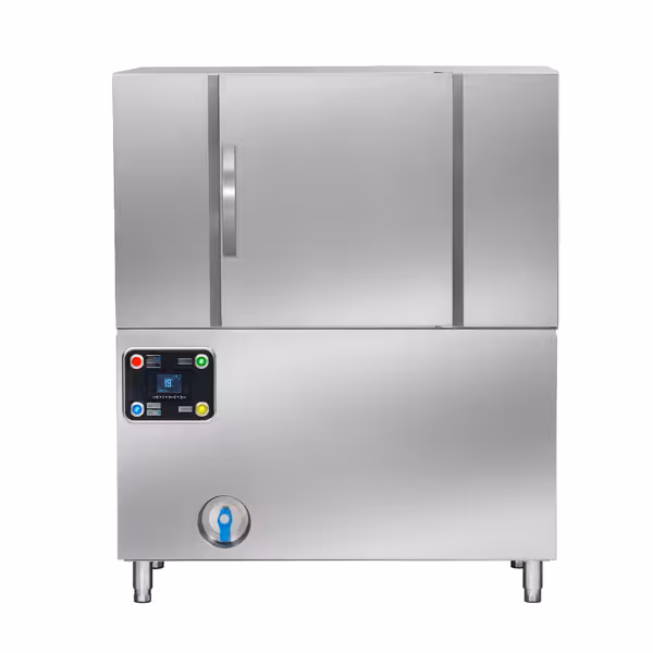 Mașină de spălat vase transportoare cu raft 11,25 kW - cu pompă de detergent, inclusiv masă de intrare și masă de evacuare DREAPTA