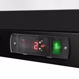 Masă frigorifică băuturi - 900 mm - 220 litri - cu 2 uși glisante din sticlă - exterior și interior negru