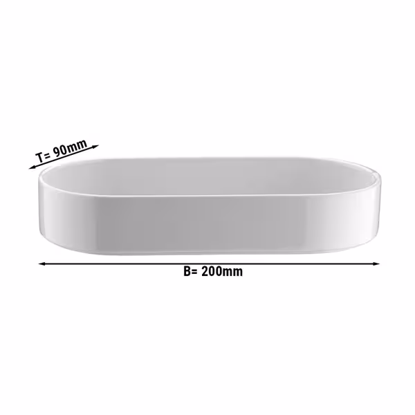 (6 szt.) Miseczka do sałatek owalna - Pera Weiß - Porcelana - 200x90mm - Biały