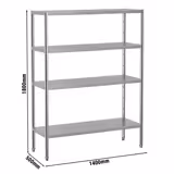 Étagère en inox ECO - 1400 x 490 mm - avec 4 étagères (réglables)