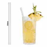 (50 st) Sugrör i glas - raka - 39 mm - ø 8 mm - klar - inkl. 1 nylon rengöringsborste