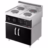 Cucina elettrica professionale - MARIO 700 - 800x700x1000mm - 12,8 kW - 4 piastre tonde - su armadio chiuso - con 2 porte