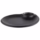 (6 pcs) NERO | Platter - Melamine - 300x250mm - with 60ml dip bowl - Black