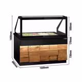 Commercial Saladette Prep Station TORONTO - Wood-Effect Front, Granite Top – 1500 mm – 2 Doors – 4×GN 1/1