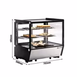Vitrina refrigerada de sobremostrador - 120 litros - 702x568x686mm - doble cristal - con 2 estantes cromados ajustables - 2 puertas correderas de cristal