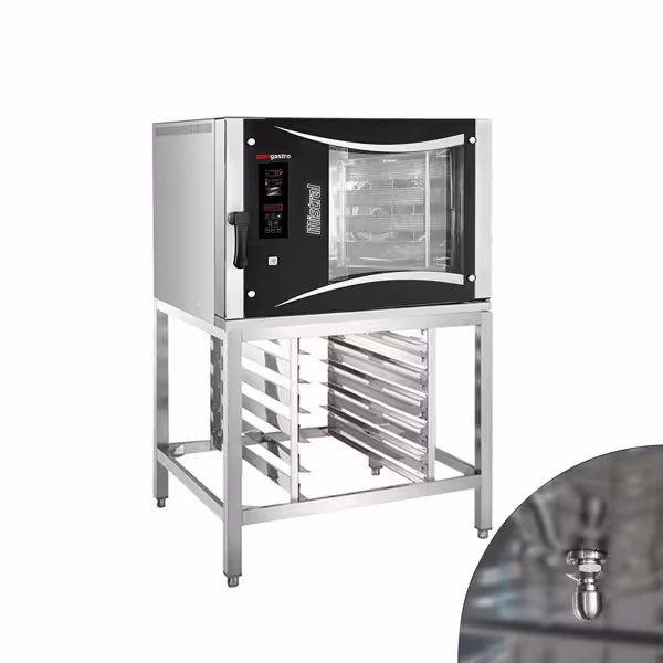 Bakkerij elektrische combisteamer - Digitaal - 5x EN 800x400 - incl. onderstel, bakplaathouder & wassysteem