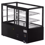 MADRID süteményes vitrin - 1500mm - LED világítással, függönnyel és 2 polccal - Fekete matt
