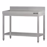 ECO-työpöytä ruostumattomasta teräksestä - 800x600mm - perushyllyllä ja jalustalla	