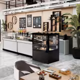 Commercial cake display fridge - 470L - 1010mm - Double glazing - with 2 shelves - rear sliding glass doors - Black