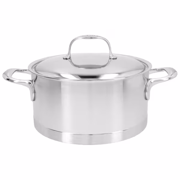 DEMEYERE| Atlantis 7 Low Casserole with Lid – Ø 22 cm - 18/10 Stainless Steel - Induction Ready